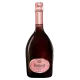 Bottle of Champagne Ruinart Brut Rosé - coral color, emblematic label