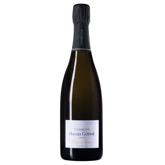 Bottle of Champagne Hugues Godmé Extra-Brut Premier Cru Blanc de Blancs BIO, front view