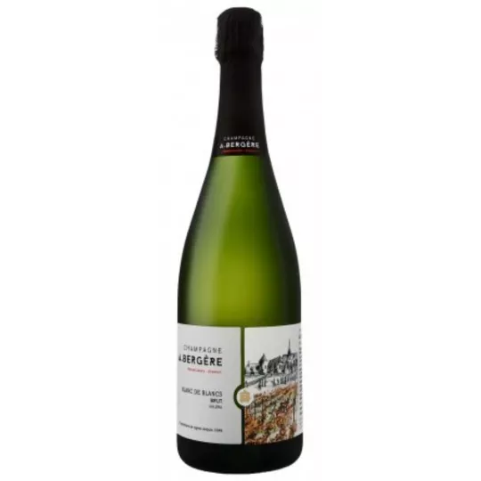 Bottle of Champagne A. Bergère Soléra Blanc de Blancs Brut, front view