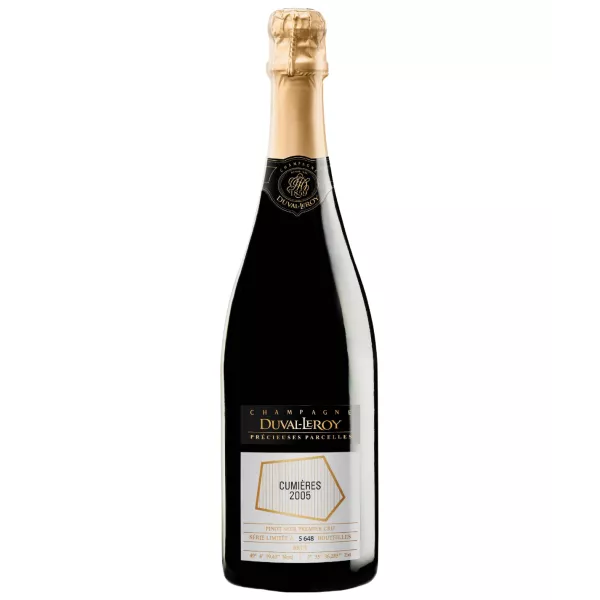 Bottle of Champagne Duval-Leroy Cumières Bio Millésime 2005, front view