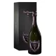 Bottle of Champagne Dom Pérignon Rosé 2008 with pink label, front view
