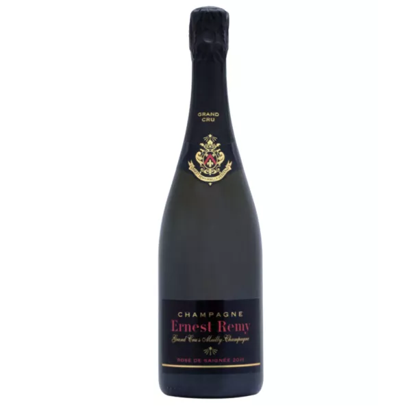 Bottle of Champagne Ernest Remy Rosé de Saignée Brut 2016, rosé, front view