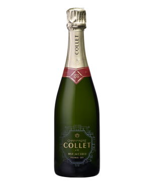 Bottle of COLLET Brut Art Déco Premier Cru Champagne, symbol of elegance and Champagne tradition.