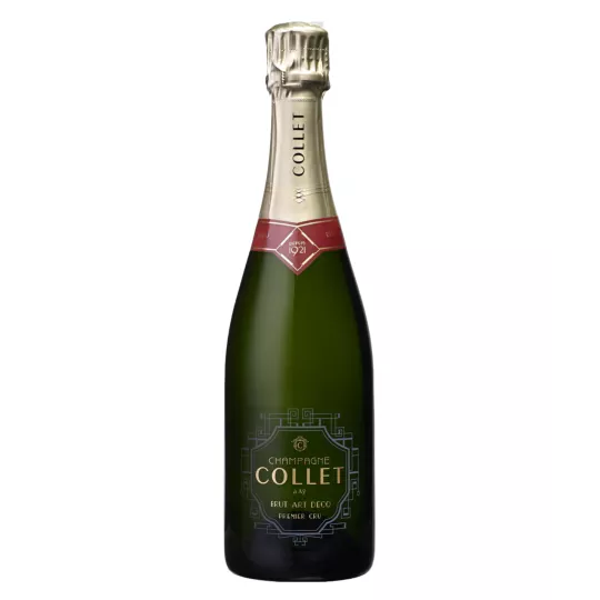 Bottle of COLLET Brut Art Déco Premier Cru Champagne, symbol of elegance and Champagne tradition.