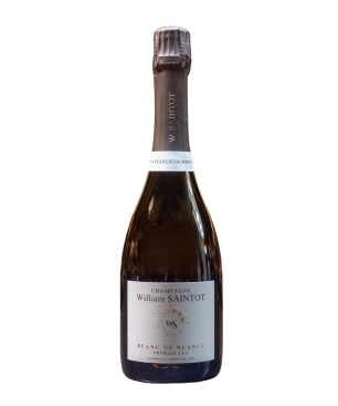 Bottle of William Saintot Blanc de Blancs Champagne, a sparkling symphony of flavors.