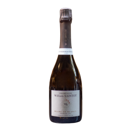 Bottle of William Saintot Blanc de Blancs Champagne, a sparkling symphony of flavors.