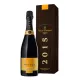 Bottle of Champagne Veuve Clicquot Vintage Brut 2015, gold label, front view