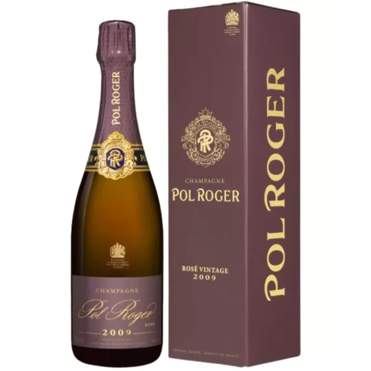 Champagne Pol Roger Rosé 2009: elegant vintage with notes of red fruit and brioche. Available from stock.