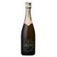 Bottle of Champagne Collet Brut Rosé 75cl, front view, black label and gold cap