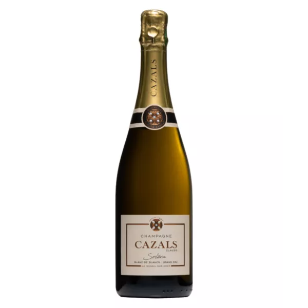 Bottle of Champagne Claude Cazals Soléra Blanc de Blancs, Grand Cru, front view