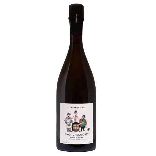 Bottle of Champagne Pinot Chevauchet Blanc de Noirs Extra-Brut, front view