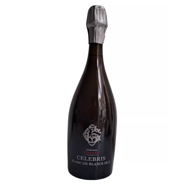Bottle of Champagne Gosset Célébris Blanc de Blancs 2012, front view
