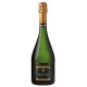 Bottle of Champagne Haton Cuvée Héritage, front view, black and gold label