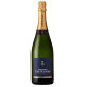 Bottle of Champagne Castelnau Extra-Brut, blue and gold label, front view