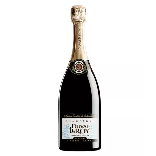 Bottle of Champagne Duval-Leroy Extra-Brut Prestige Premier Cru, front view