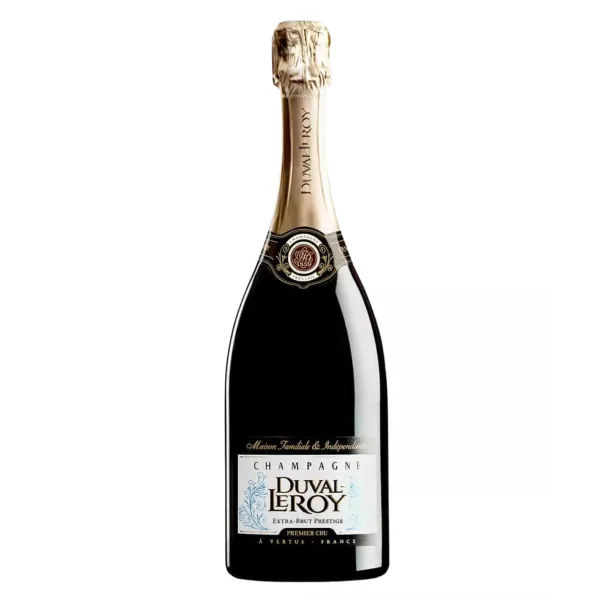 Bottle of Champagne Duval-Leroy Extra-Brut Prestige Premier Cru, front view
