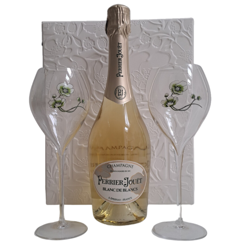 PERRIER-JOUËT champagne Gif Set Blanc De Blancs with 2 glasses