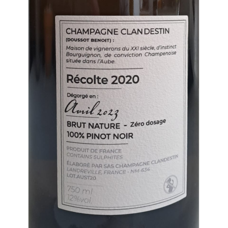 CLANDESTIN champagne cuvée AUSTRAL