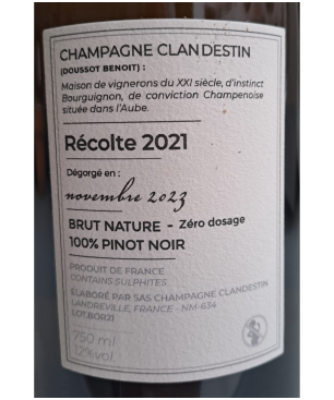 CLANDESTIN champagne cuvée BOREAL