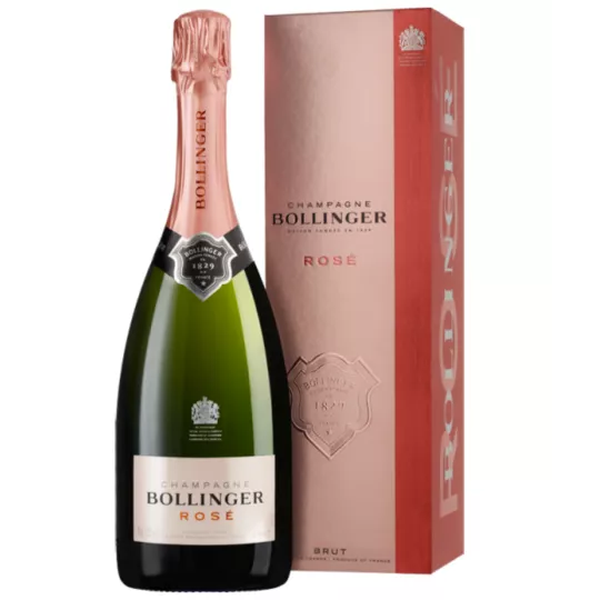 Bottle of Champagne Bollinger Cuvée Rosé with case