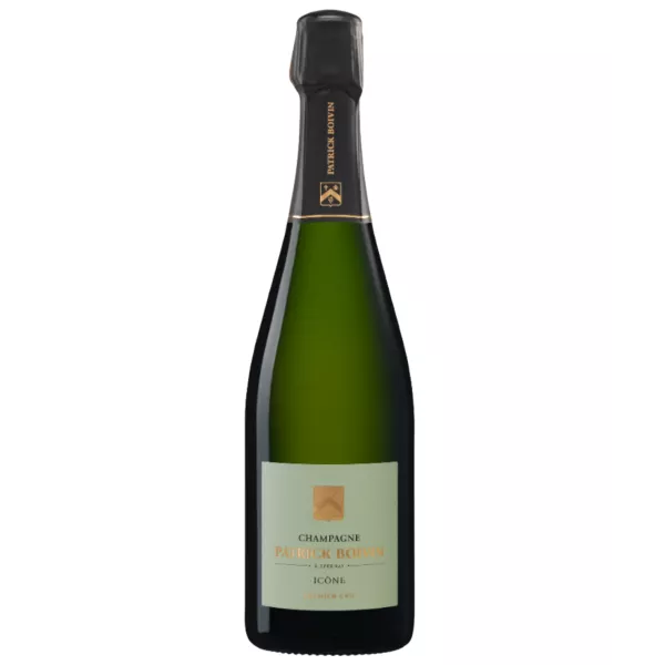 Bottle of Champagne Patrick Boivin Icône 1er Cru, gold label, front view