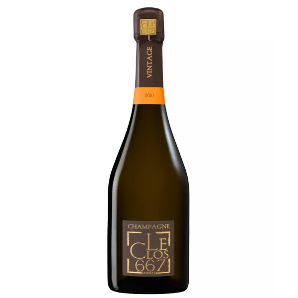 Bottle of Champagne Patrick Boivin Le Clos 667 Millésimé 2011, front view, black and gold label