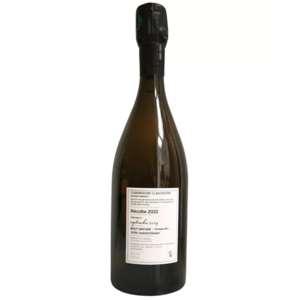 Label for the bottle of Champagne Clandestin cuvée Fiole 2022 disgorged september 2024