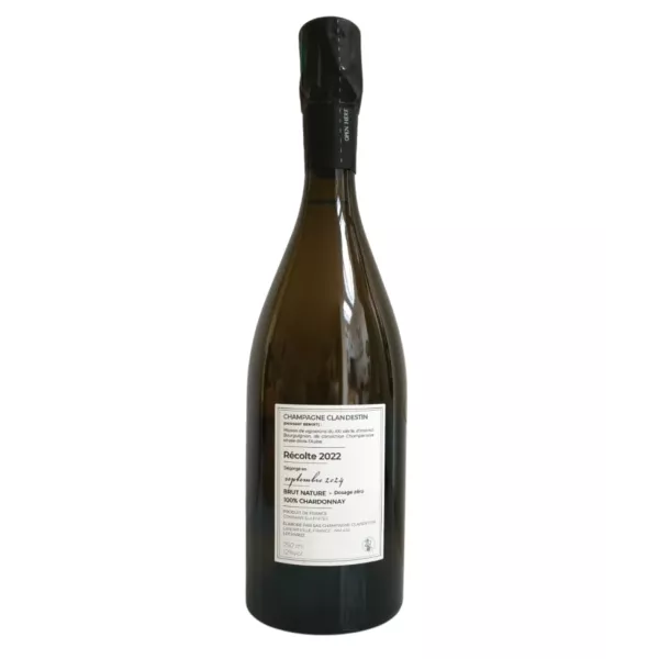 Label for the bottle of Champagne Clandestin Les Passagers 2022 disgorged september 2024