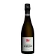 Bottle of Champagne Jacquesson Cuvée 748, front view, white label with red lettering