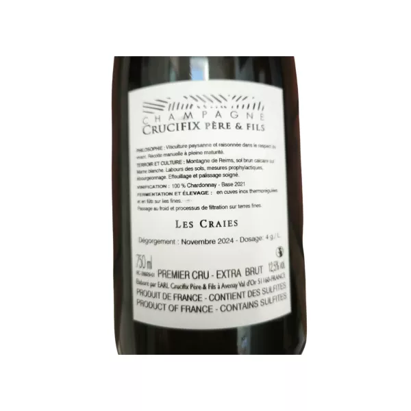 Bottle of Champagne Crucifix Les Craies - Blanc de Blancs Extra Brut Premier Cru