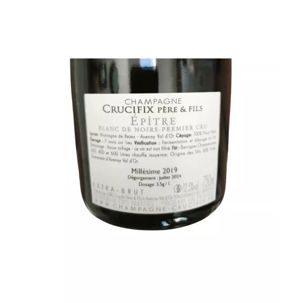 Bottle of Champagne Épître Act 19 vintage 2019, Blanc de Noirs Extra-Brut, Premier Cru de la Montagne de Reims - Domaine Cr