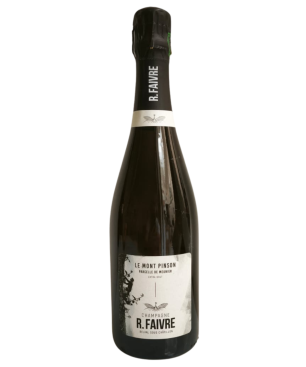 Bottle of Champagne R.Faivre Le Mont Pinson - Pinot Meunier, rosé color, cuvée extra-brut.