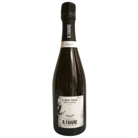 Bottle of Champagne R.Faivre Le Mont Pinson - Pinot Meunier, rosé color, cuvée extra-brut.