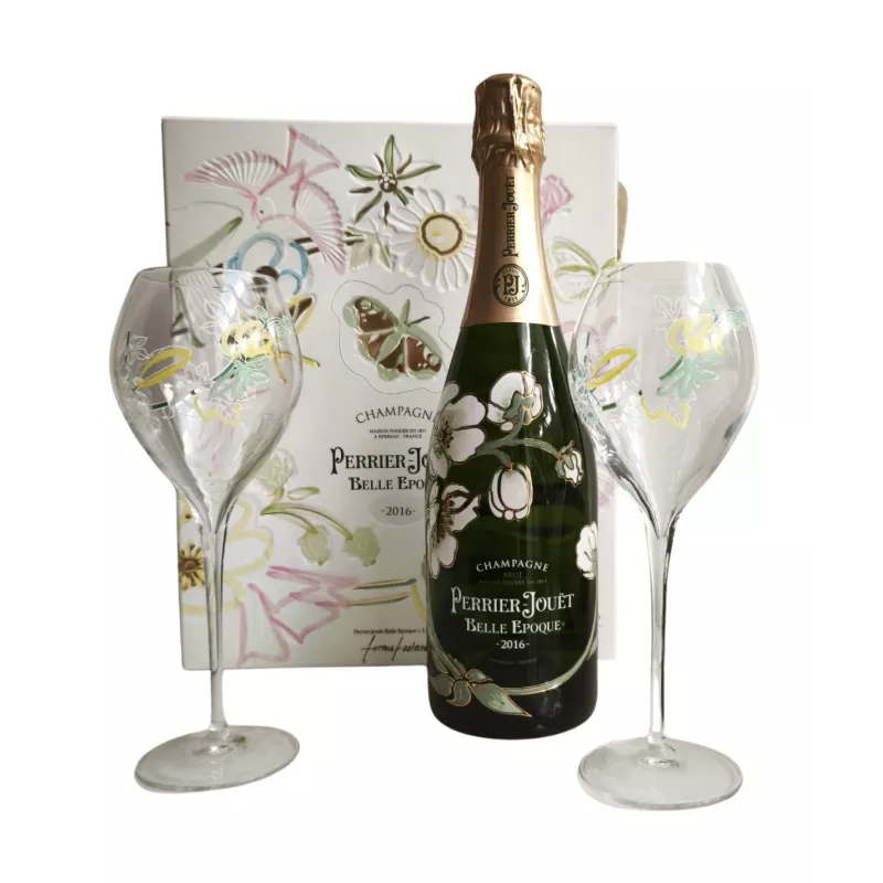 Boxed set Perrier-Jouët Belle Époque 2016 + 2 flutes