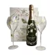 Perrier-Jouët Belle Époque 2016 champagne box with 2 elegant flutes - Art Nouveau bottle and glasses