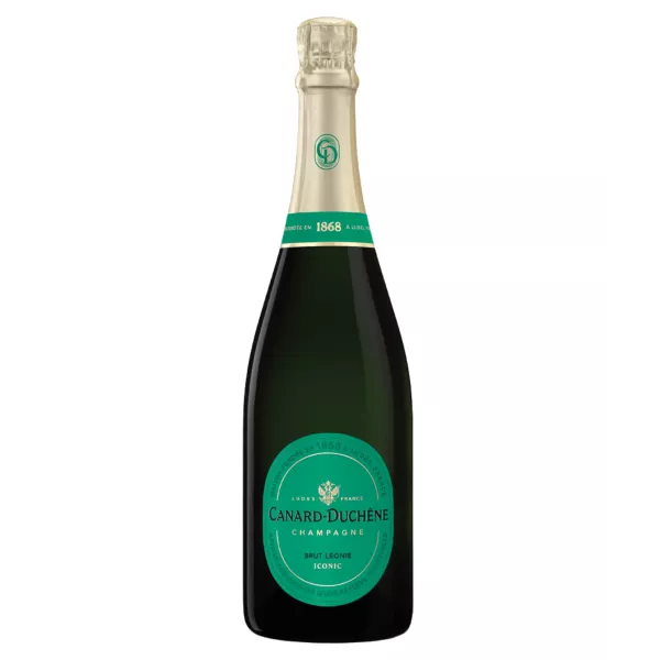 Bottle of Champagne Canard-Duchêne Léonie Iconic Brut - part of the Iconic collection, pale gold color, Montagne de Reims.