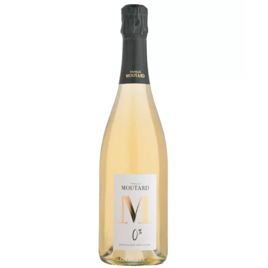 Bottle of M Pétillant non-alcoholic Moutard, 0% sparkling wine with fine, natural bubbles