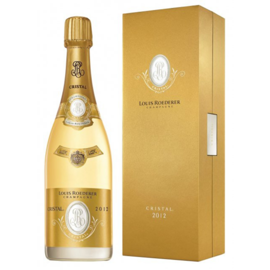 Bottle of Champagne Cristal Roederer Millésime 2016 - luxury gold box