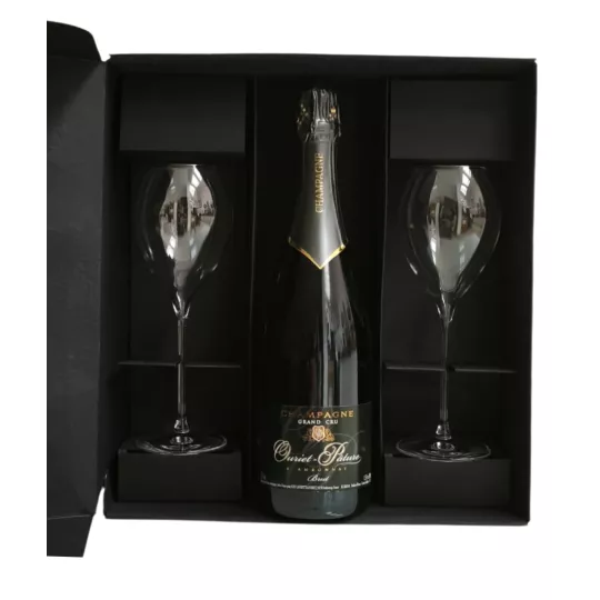 Gift set Champagne Ouriet-Pâture Brut Grand Cru with two Lehmann flutes 30 cl