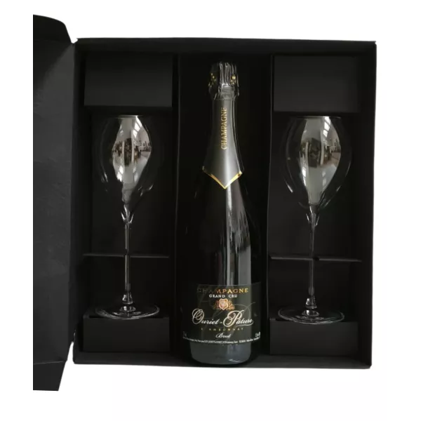 Gift set Champagne Ouriet-Pâture Brut Grand Cru with two Lehmann flutes 30 cl
