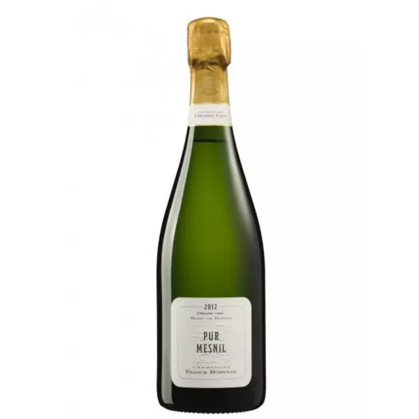 Bottle of Champagne Franck Bonville Pur Mesnil Grand Cru Blanc de Blancs, front view