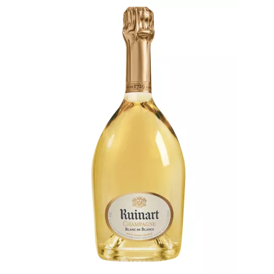 Bottle of Champagne Ruinart Blanc de Blancs 75cl, front view