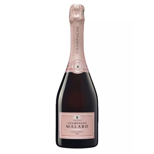 Bottle of Champagne Malard Rosé Excellence - Rosé cuvée made from Pinot Noir and Chardonnay grapes aged on lees for a long time