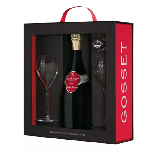 Bottle of Champagne Gosset Grande Réserve Brut 75cl, red label, front view