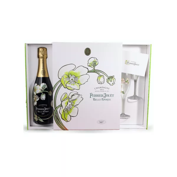 Champagne Gift set PERRIER JOUET Belle Epoque 2008 with 2 glasses