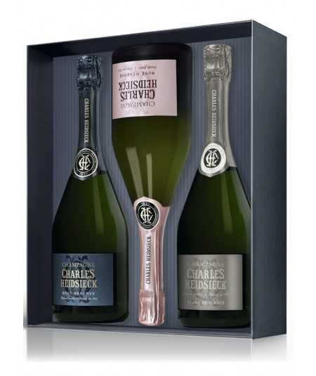 Champagne gift set CHARLES HEIDSIECK 3 Bottles 75cl (Brut + Blanc De Blancs +Pink)