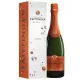 Bottle of Champagne Taittinger Folies de la Marquetterie, copper label, front view