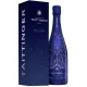 Bottle of Champagne Taittinger Nocturne, purple label, front view