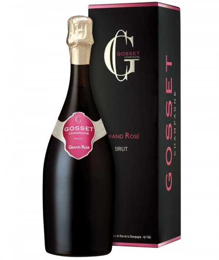 Bottle of Champagne GOSSET Grand Rosé Brut with case
