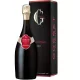 Bottle of Champagne Gosset Grande Réserve Brut Magnum, front view with red label and gold cap